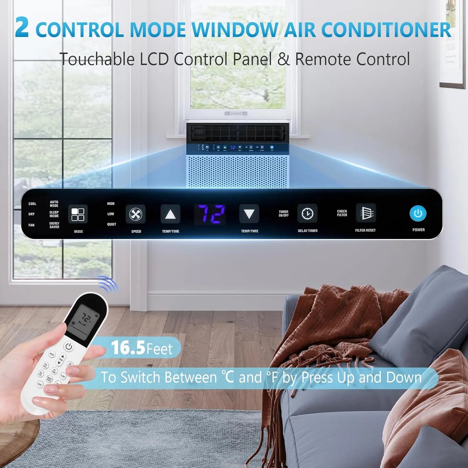 U Shaped Air Condtioner,10K/12K BTU Window AC Unit,  Cooling Room 550sq.ft